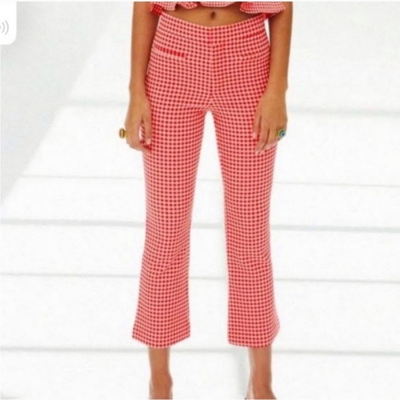 Zara red gingham mini flare pants - Picture 3 of 10